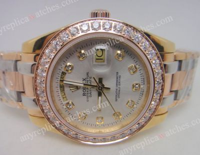 Rolex Masterpiece 3-Tone Day-Date Diamond Bezel Mens Knockoff Watch